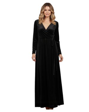 Rochie lungă din catifea, neagră 25MNB15006