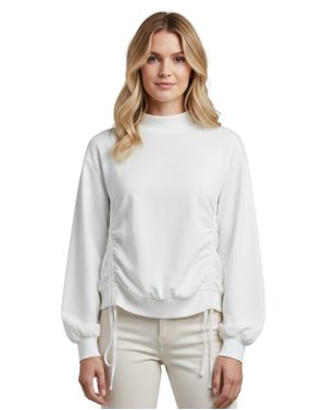 Bluza damă albă cu șnur reglabil 25MNB17001