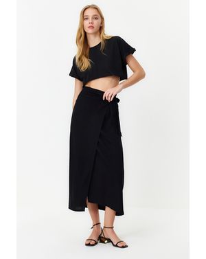 Fustă Neagră Tip Plic 25KKW01F16