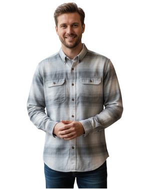 Cămașă bărbătească în carouri alb-gri N250725010