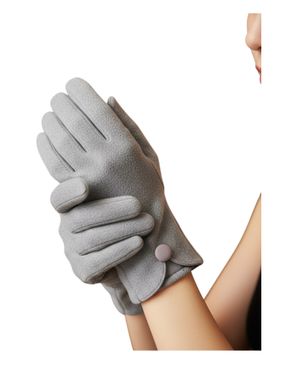 Mănuși damă – gri, cu nasture decorativ 25TAI03005