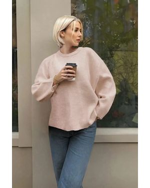 Pulover cu maneci largi si guler rotund 25KKW01J41