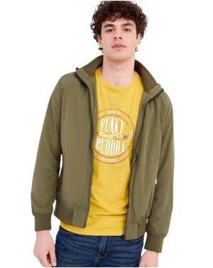Jachetă bărbați Funky Buddha, kaki, din poliamidă 25ALX09011