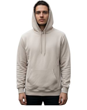 Hanorac bărbătesc cu glugă, bej, din bumbac cu poliester 25MEX17012