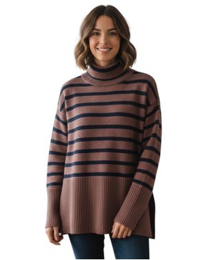 Pulover cu Guler Înalt din Bumbac 25MKF07031