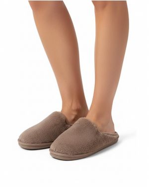 Papuci de Casă Damă - Bej Pufoși 25HAT23001