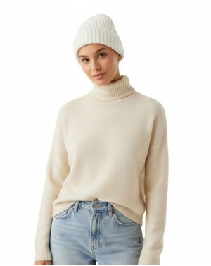 Căciulă de Damă Tricotată cu Lână - Alba 25MNB27005