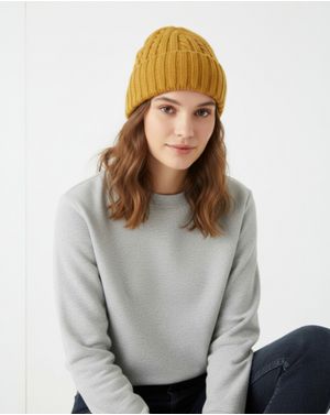 Căciulă de Damă Tricotată cu Torsade - Galben 25MNB27021
