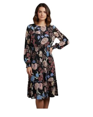 Rochie cu Imprimeu Floral și Talie Elastică 24POS47541