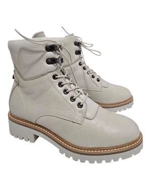 Ghete din piele naturală cu șireturi și talpă track 25ANT02024