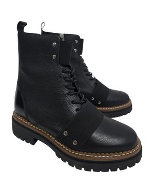 Ghete negre cu șireturi și detalii metalice 25ANT02029