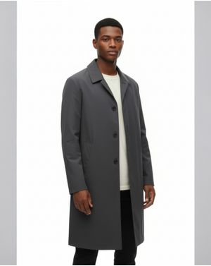 Geacă Lungă Bărbați Tip Pardesiu Gri Antracit Minimalist 25SMA03015