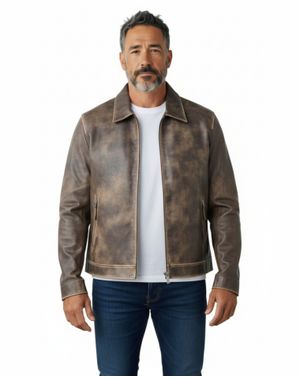 Jachetă Bărbați din Piele Ecologică Maro 25SMA03022