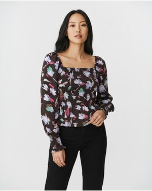 Bluză Damă Maro cu Imprimeu Floral și Corset Elastic 24POS47M40