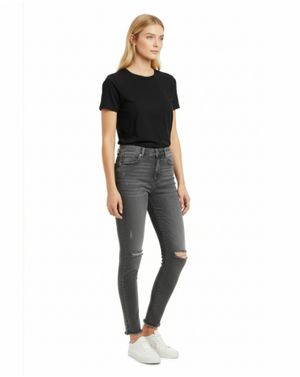 Blugi Damă Skinny Gri cu Talie Înaltă 25MEX17029