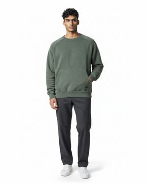 Bluză Bărbați Verde din Bumbac cu Buzunar Frontal 25KOSD2001