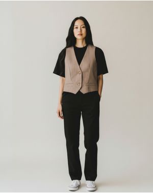 Vestă Damă Roz Prăfuit cu Dungi Verticale 25MEX17036