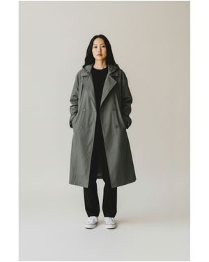 Pardesiu Damă Verde Tip Trench cu Glugă și Cordon 25MEX17043