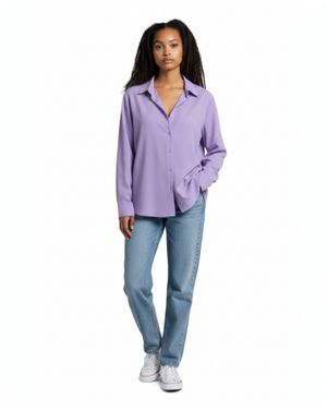 Cămașă Damă Mov din Amestec de Bumbac cu Croială Lejeră 25MEX21001