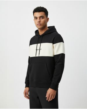 Hanorac Bărbați Negru cu Dungă Albă Contrastantă 25SMA03032