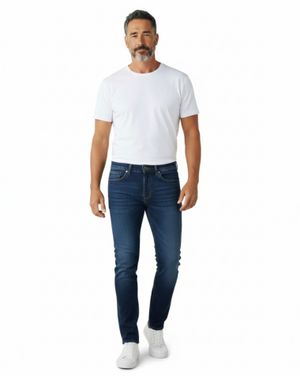 Blugi Bărbați Albaștri Slim Fit Denim Elastic Închis 25SMA03025