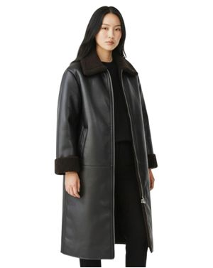 Jachetă Damă Lungă Maro Tip Cojoc din Piele Ecologică 25MEX17041