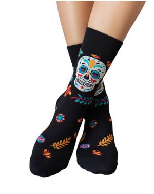 Șosete damă cu motiv craniu decorativ 25TAI20004