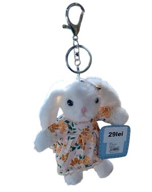Breloc pluș iepuraș cu rochiță florală 25TAI65006