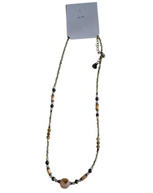 Colier damă cu mărgele decorative verzi și pandantiv central 25TAI35044