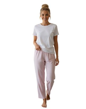 Pantaloni de pijama damă roz cu buline 25MUR27005