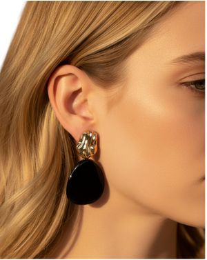 Cercei damă cu elemente aurii și pandantiv negru 25TAI35012