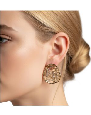 Cercei aurii cu design texturat 25TAI35023