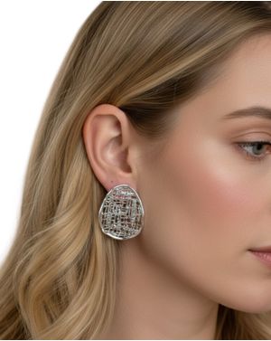 Cercei cu textură metalică, finisaj argintiu 25TAI35024