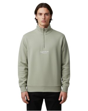 Bluză bărbați cu fermoar la gât Jack & Jones – verde 25SMA03061