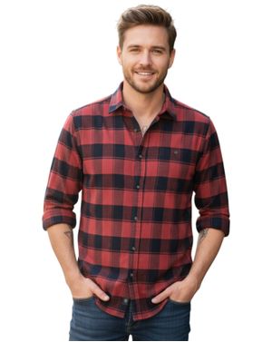 Cămașă bărbați în carouri roșii Jack & Jones 25SMA03044