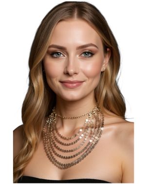 Colier multistrat auriu cu discuri decorative 25TAI08002