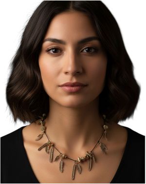 Colier statement cu frunze decorative aurii 25TAI08008