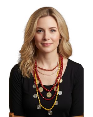 Colier multistrat cu mărgele și discuri decorative 25TAI08014