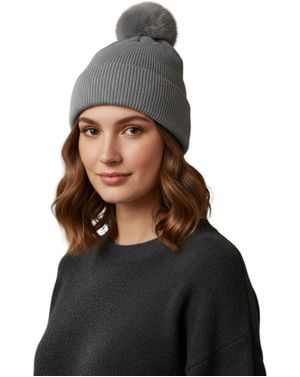 Căciulă de Damă Gri din Acril cu Moț Pufos 25MNB27022