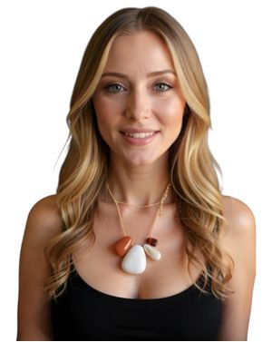 Colier statement cu pietre decorative în tonuri naturale 25TAI08017