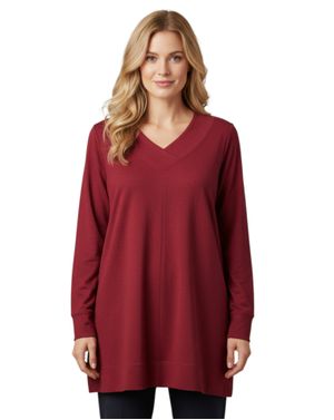 Bluză damă cu decolteu în V, culoare roșu N241401013