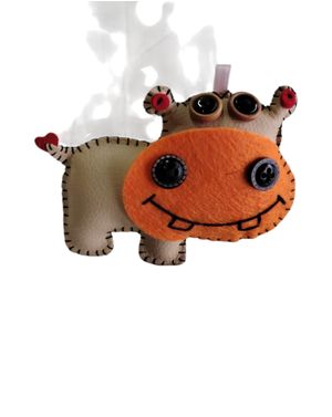 Breloc copii hipopotam bej cu detalii portocalii 25TAI07007