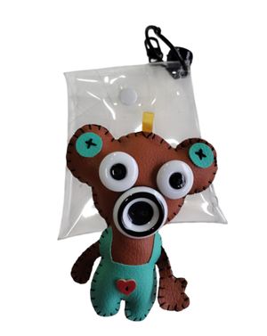 Breloc copii ursuleț maro cu salopetă verde 25TAI07009