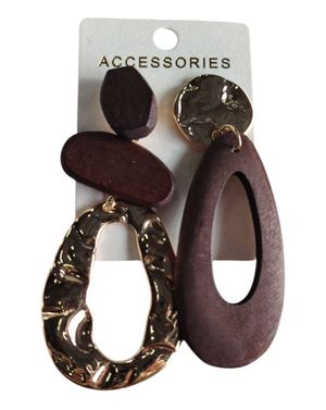 Cercei damă geometrici maro și aurii 25TAI02017