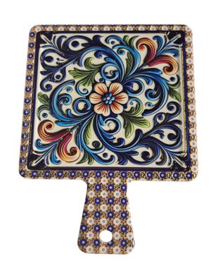 Suport decorativ ceramic cu model floral albastru 25TAI32012