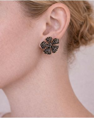 Cercei floare negri cu cristale 25TAI02007