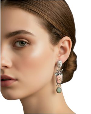 Cercei statement multicolor cu motive solare 25TAI02009