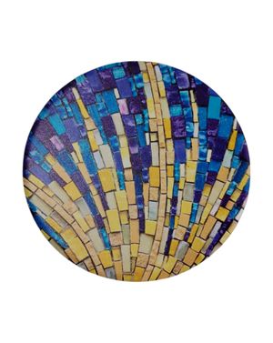 Tavă decorativă rotundă multicoloră cu model tip mozaic 25TAI33018