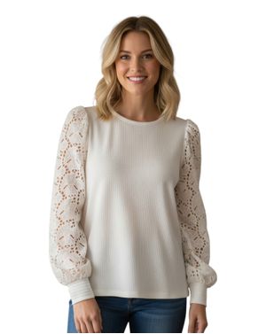 Bluză albă cu mâneci din dantelă J.Crew N260134001