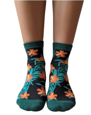 Șosete damă cu imprimeu floral verde 25TAI20056